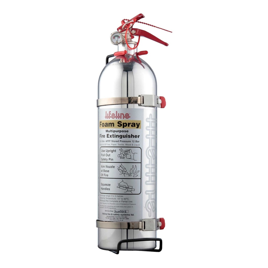 Lifeline Polished Hand Held Fire Extinguisher 2.4 Ltr