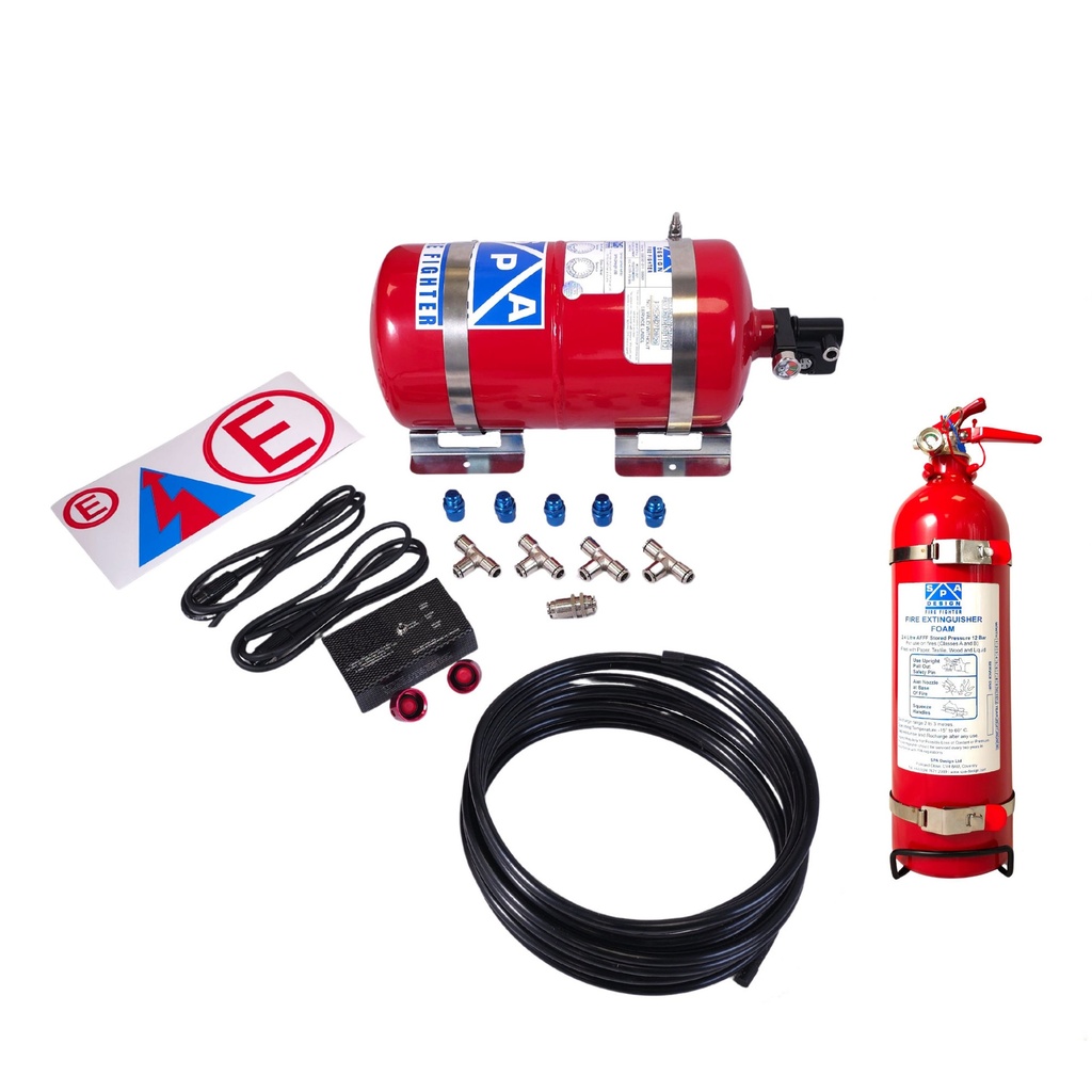 SPA Design Fire Fighter Electrical Fire Extinguisher 4.0 & 2.4Ltr Rally Package