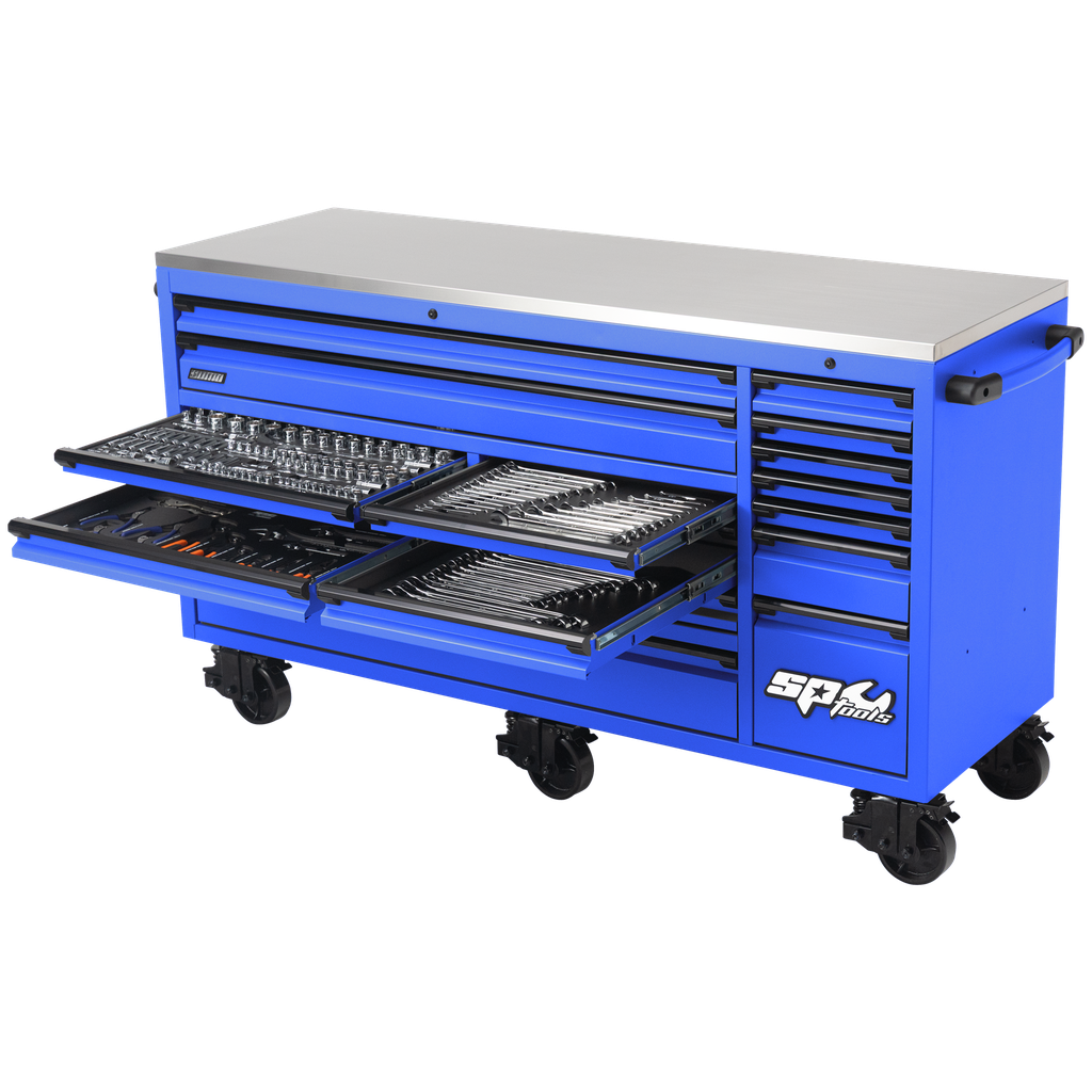 TOOLKIT 465PC METRIC/SAE - USA SUMO SERIES 73" ROLLER CABINET 18 DRAWER BLUE