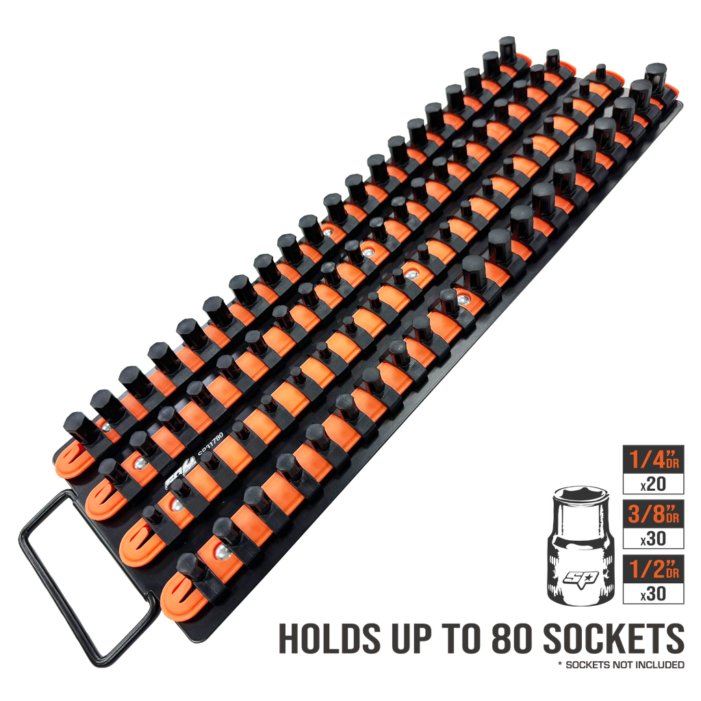 WORKSHOP - LOCKING SOCKET TRAY 80PC 1/4, 3/8 & 1/2"DR