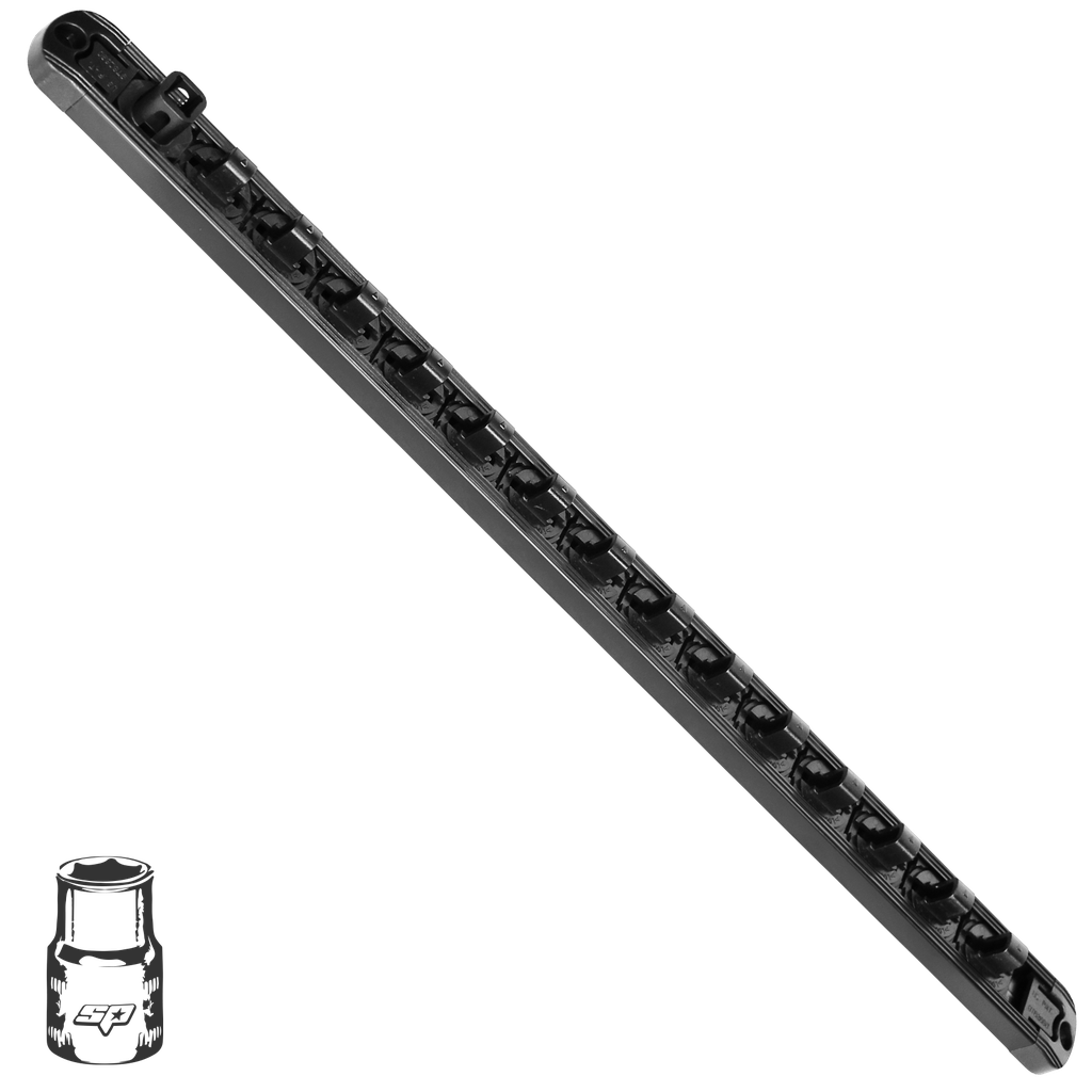 WORKSHOP - SOCKET RAIL 3/8'DR HOLDS 14PC BLACK