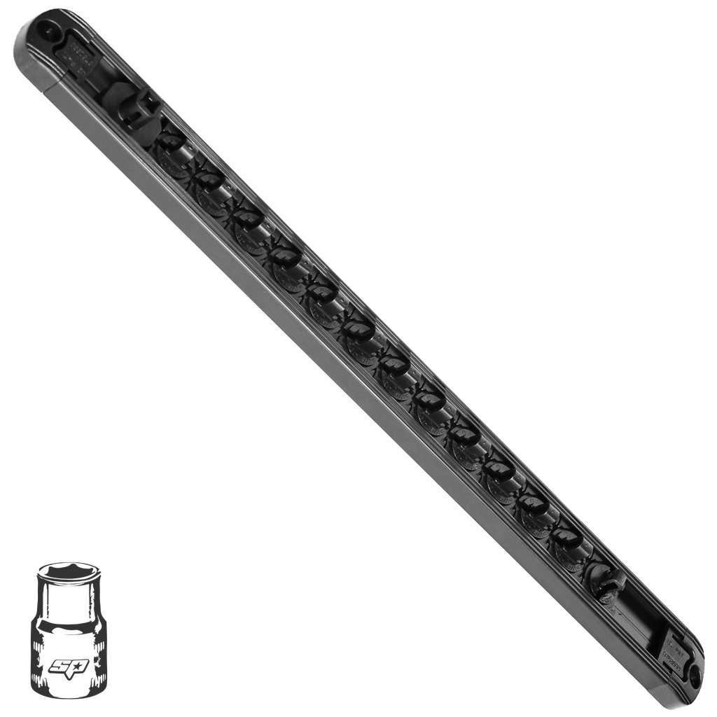 [SP201RQM] WORKSHOP - SOCKET RAIL 1/4'DR HOLDS 13PC BLACK