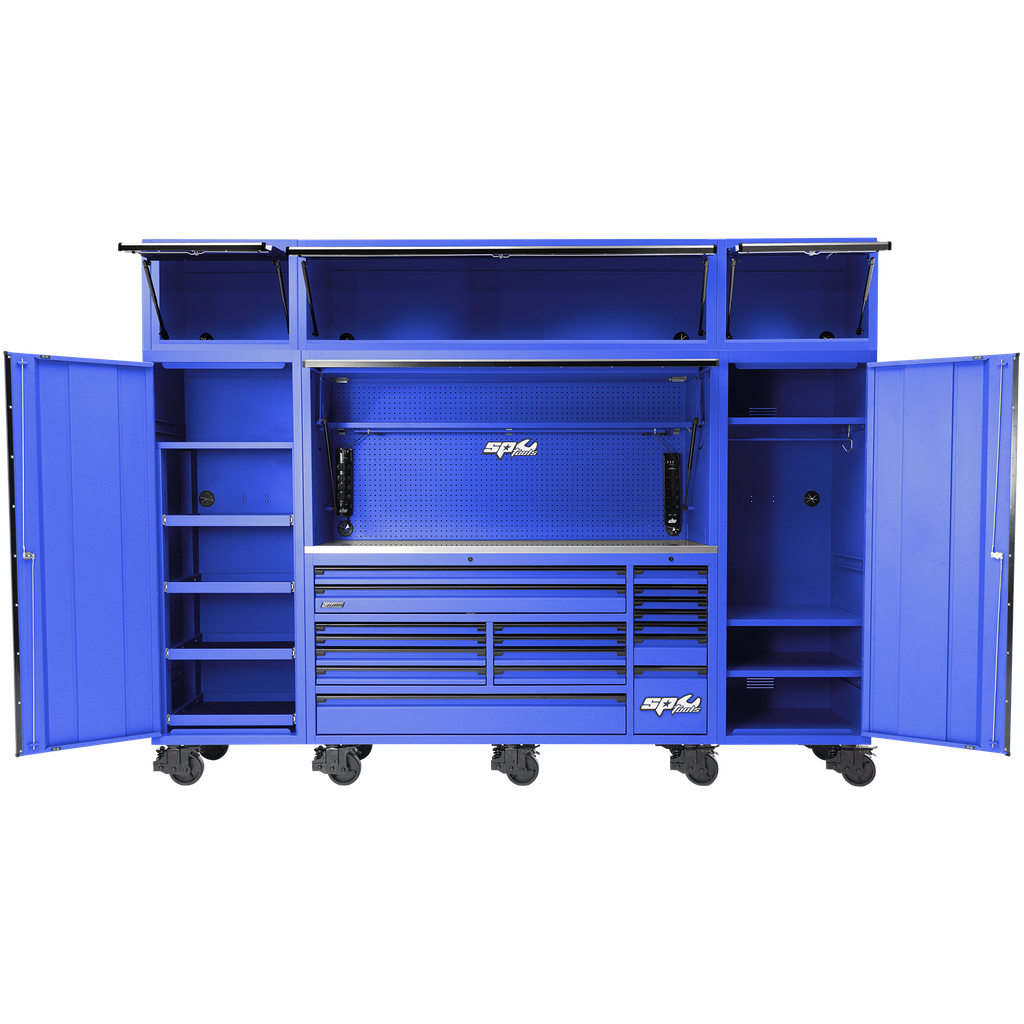 [SP44895BL] WORKSTATION - USA SERIES 113" INCLUDING OVERHEAD BLUE/BLACK