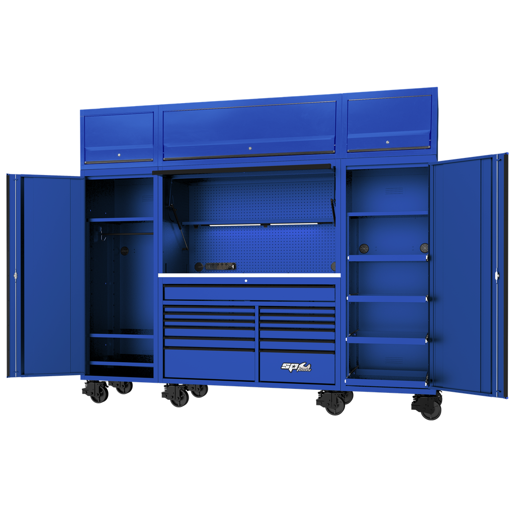 [SP44795BL] WORKSTATION COMPLETE - USA SERIES 114" INCLUDING OVERHEAD BLUE/BLACK