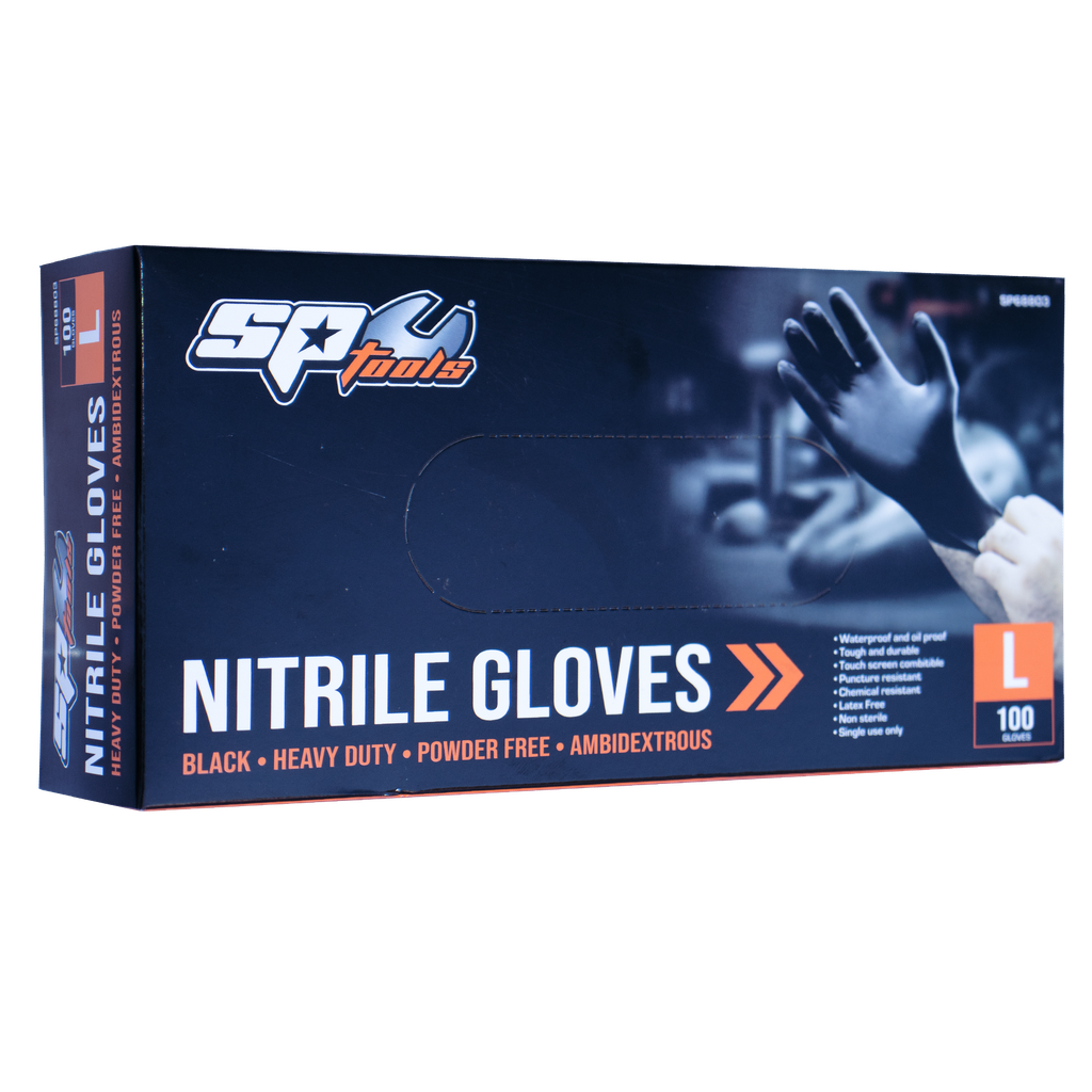 WORKSHOP - GLOVES DISPOSABLE NITRILE BLACK - LARGE (BOX 100)