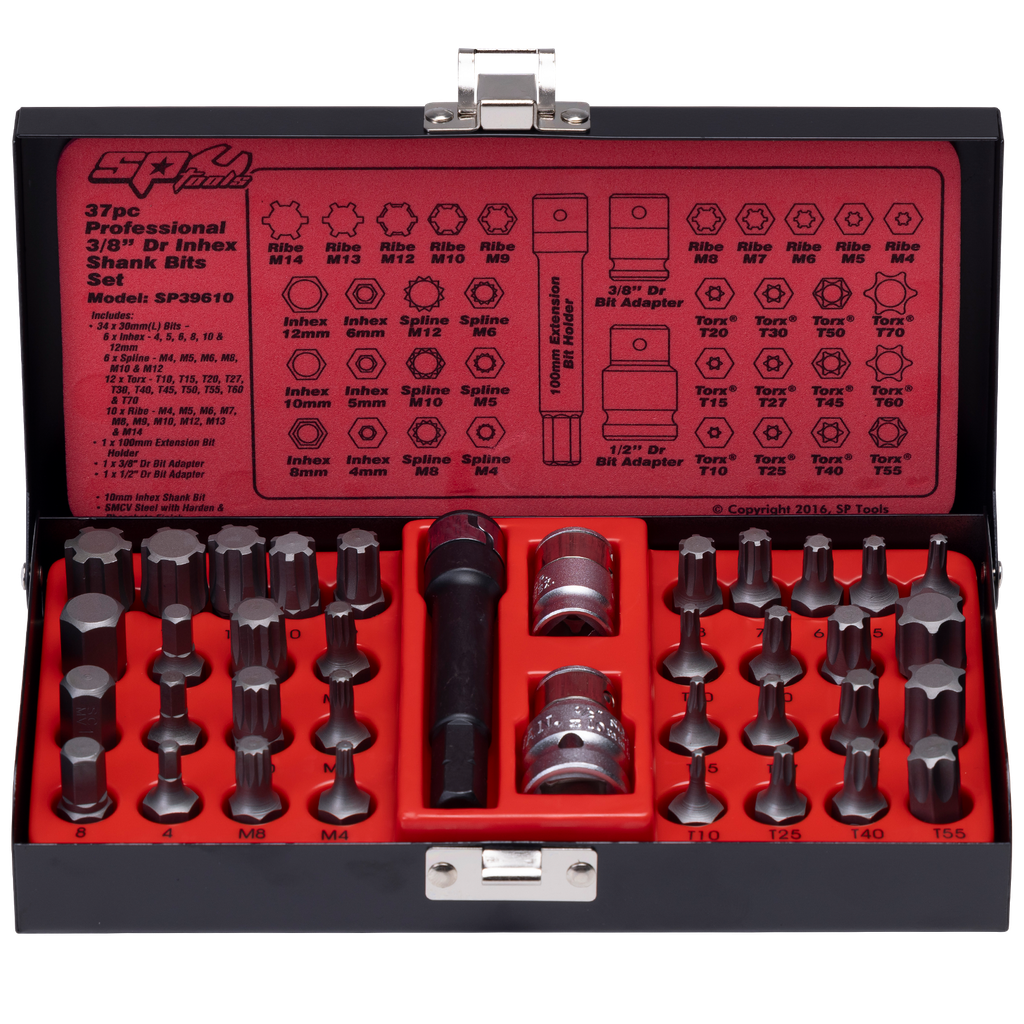 BIT SET - PROFESSIONAL 3/8" & 1/2"DR - 37PC SET
