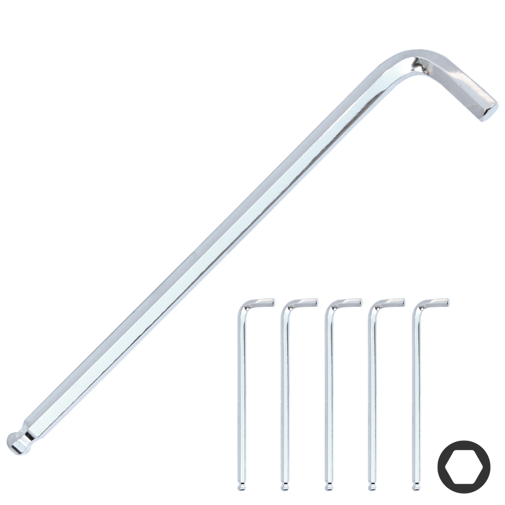 KEY SET - METRIC HEX CHROME BALL DRIVE - 7MM (PK5)
