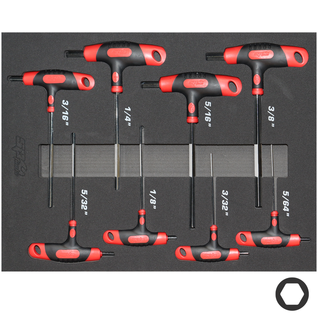 [SP34706] KEY SET - SAE HEX T-HANDLE IN EVA - 8PC