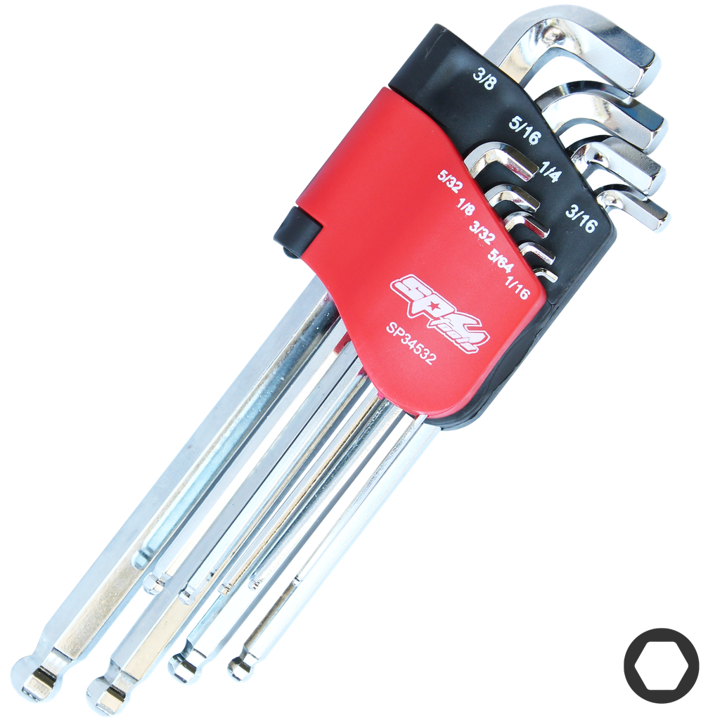 [SP34532] KEY SET - SAE HEX STUBBY BALL DRIVE 9PC