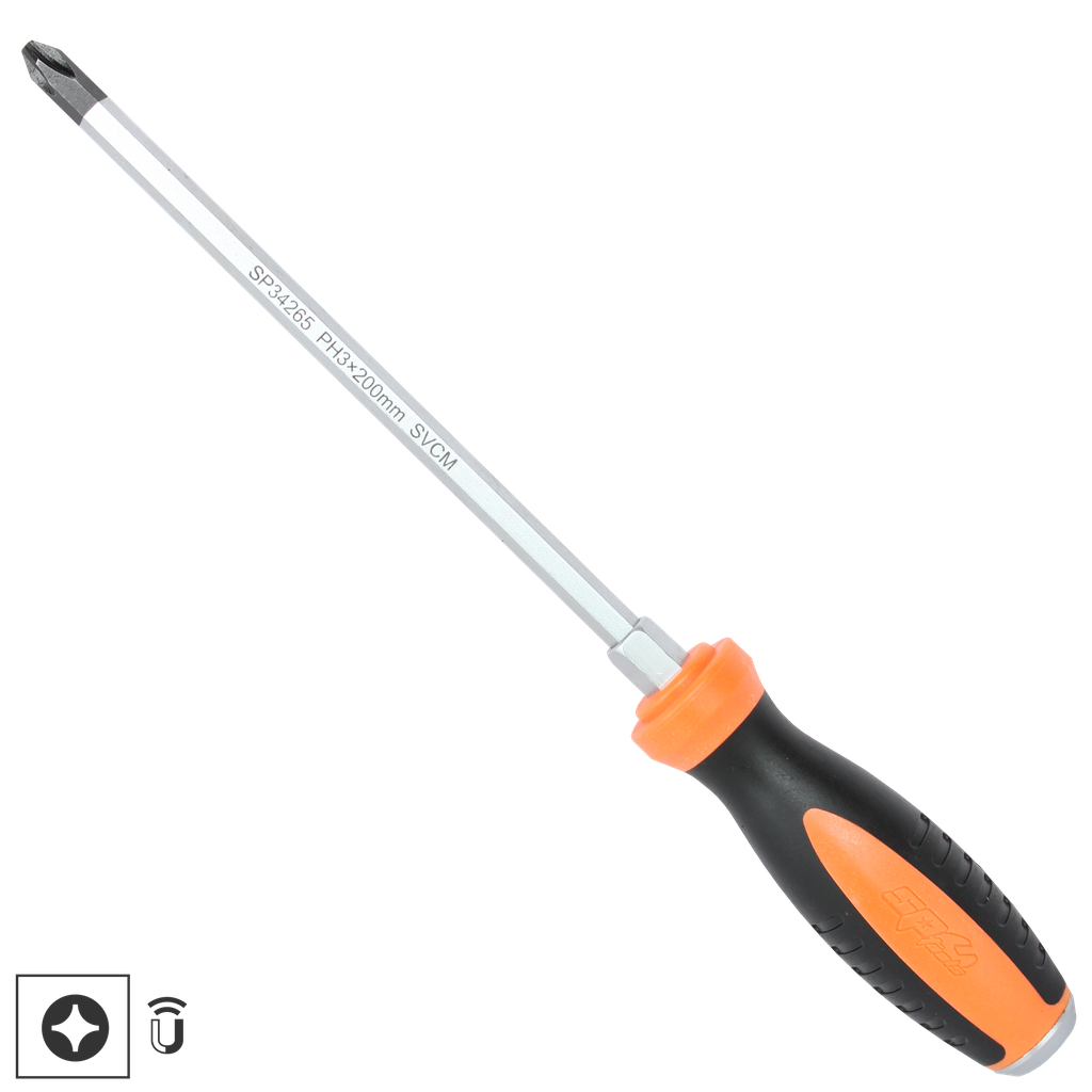 [SP34265] SCREWDRIVER - PHILLIPS GO-THRU HEX BOLSTER 3X200MM