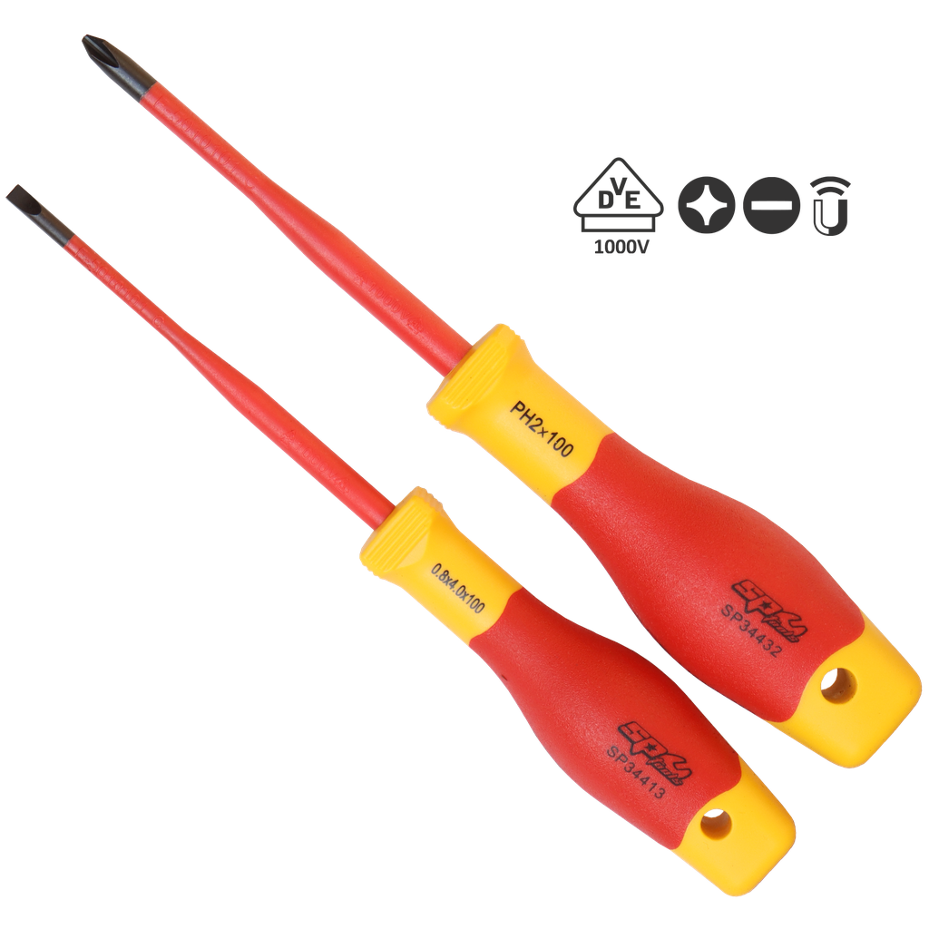 SCREWDRIVER SET - PHILLIPS/SLOTTED VDE INSULATED - 2PC SET