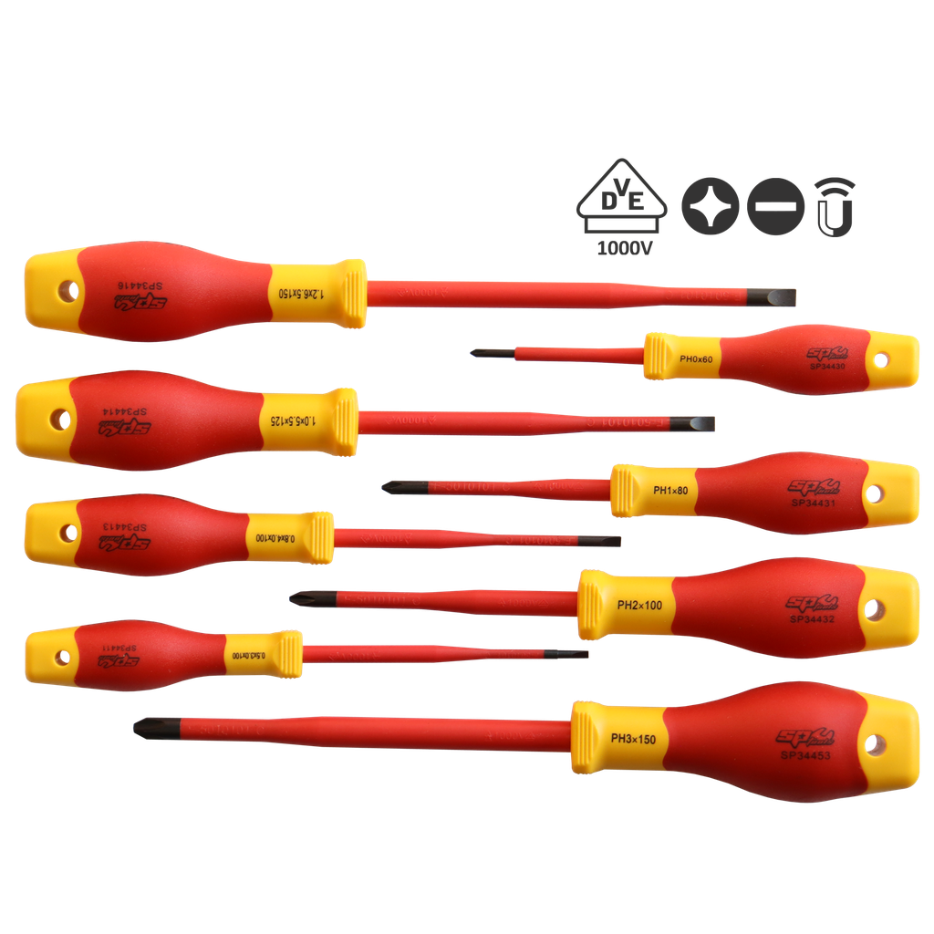 [SP34041] SCREWDRIVER SET - SLOTTED/PHILLIPS VDE INSULATED - 8PC SET