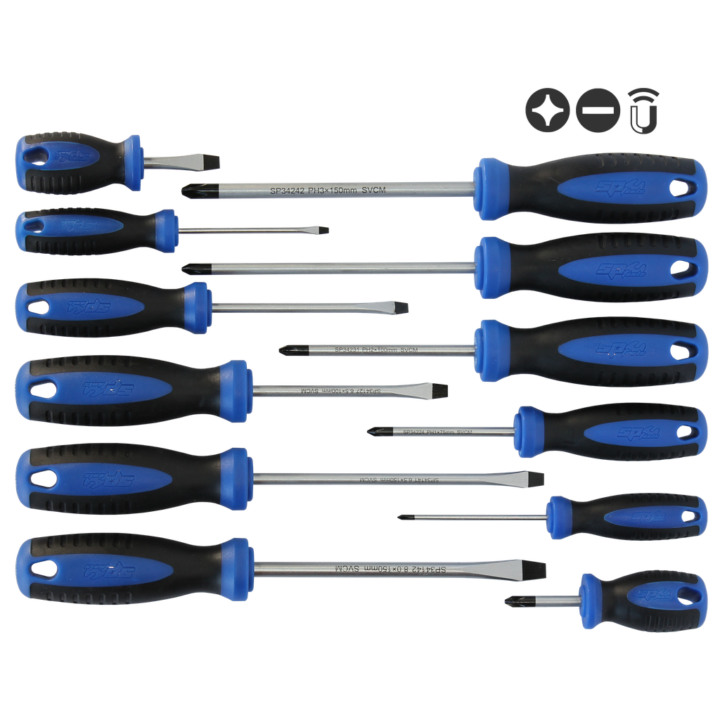 [SP34002] SCREWDRIVER SET - SLOTTED/PHILLIPS - 12PC SET