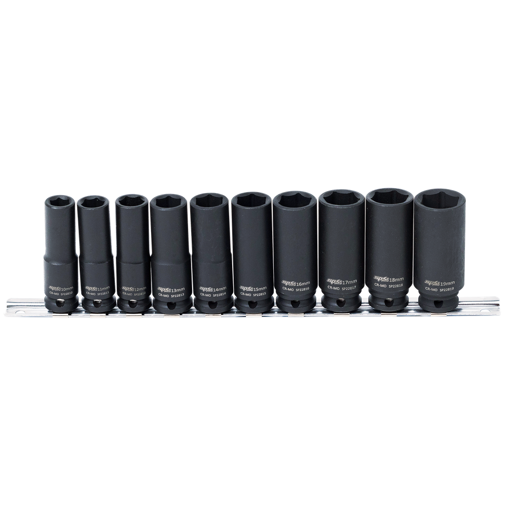 [SP20361] SOCKET RAIL IMPACT 1/2"DR DEEP 6PT 11PC SAE
