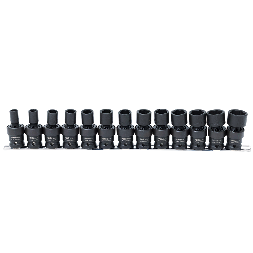 [SP20356] SOCKET SET IMPACT SWIVEL 13PC METRIC 1/2DR 6PT