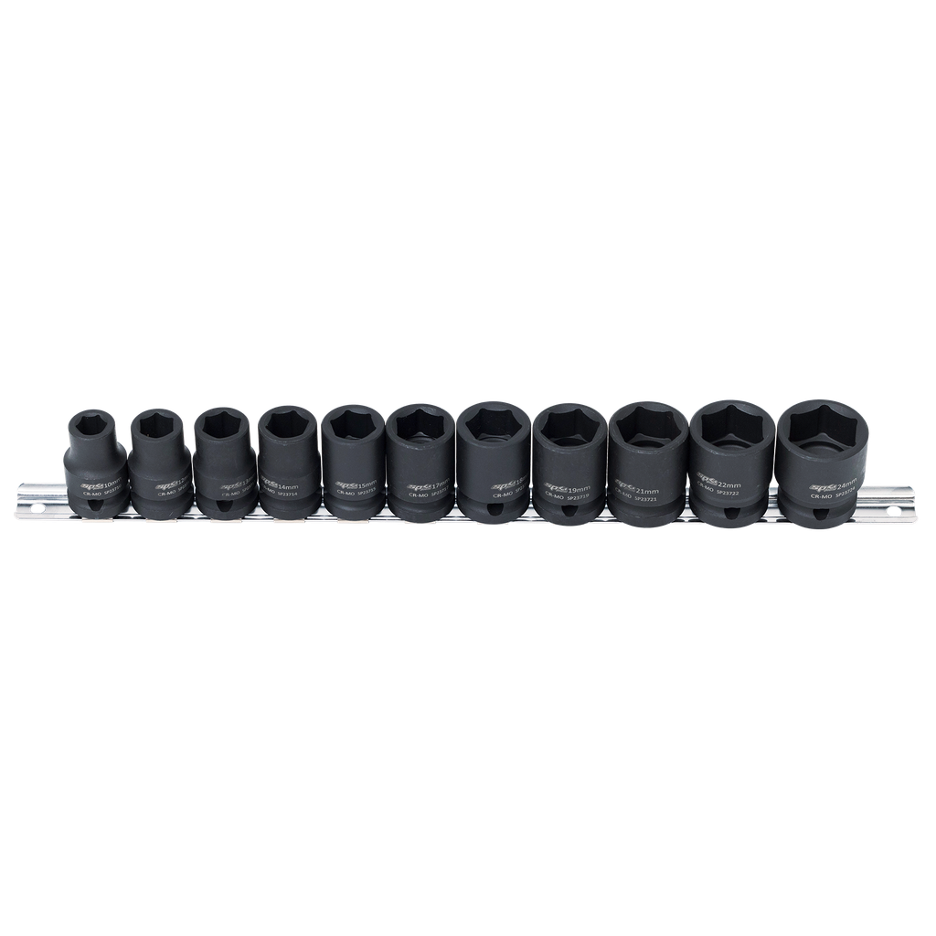[SP20350] SOCKET RAIL IMPACT 1/2DR 6PT 11PC METRIC