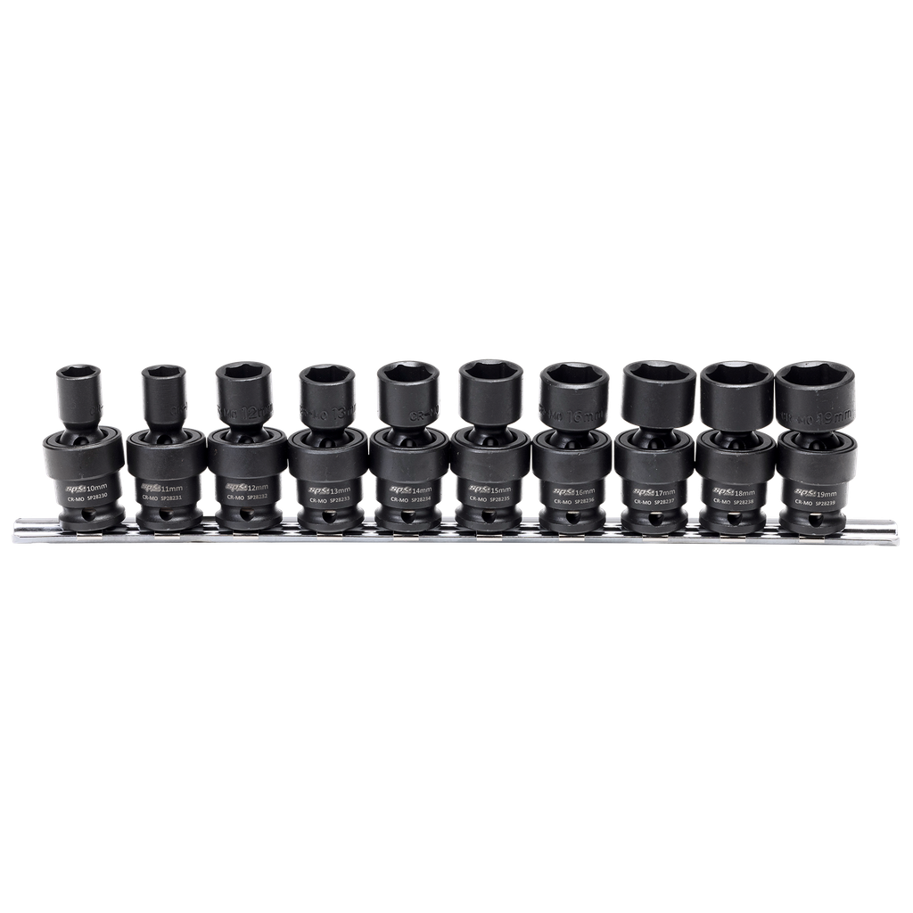 SOCKET SET IMPACT SWIVEL 10PC METRIC 3/8DR 6PT