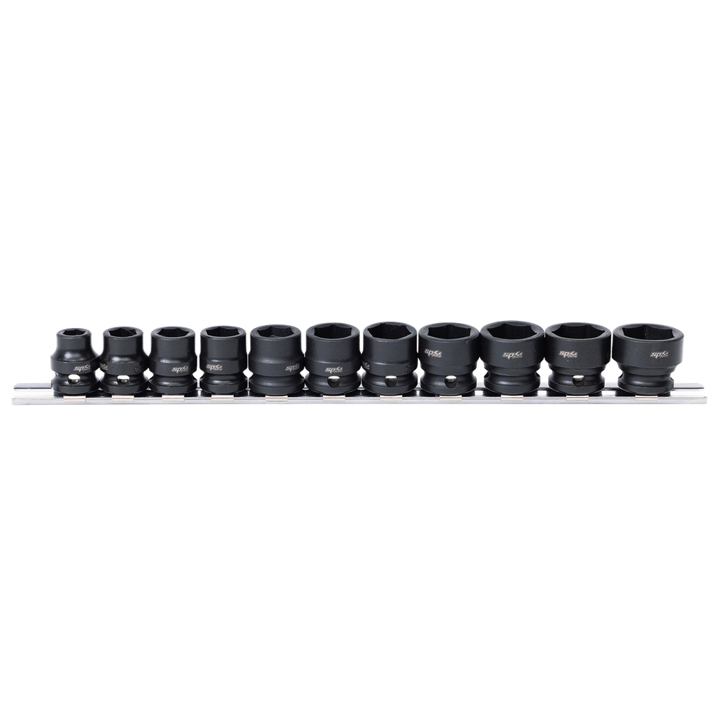 SOCKET RAIL IMPACT 3/8DR STUBBY 6PT METRIC 10PC