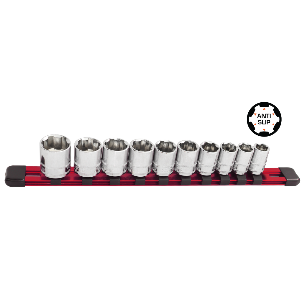 XTREME GRIP SOCKET 3/8"DR 10PC SAE  5/16"-7/8"