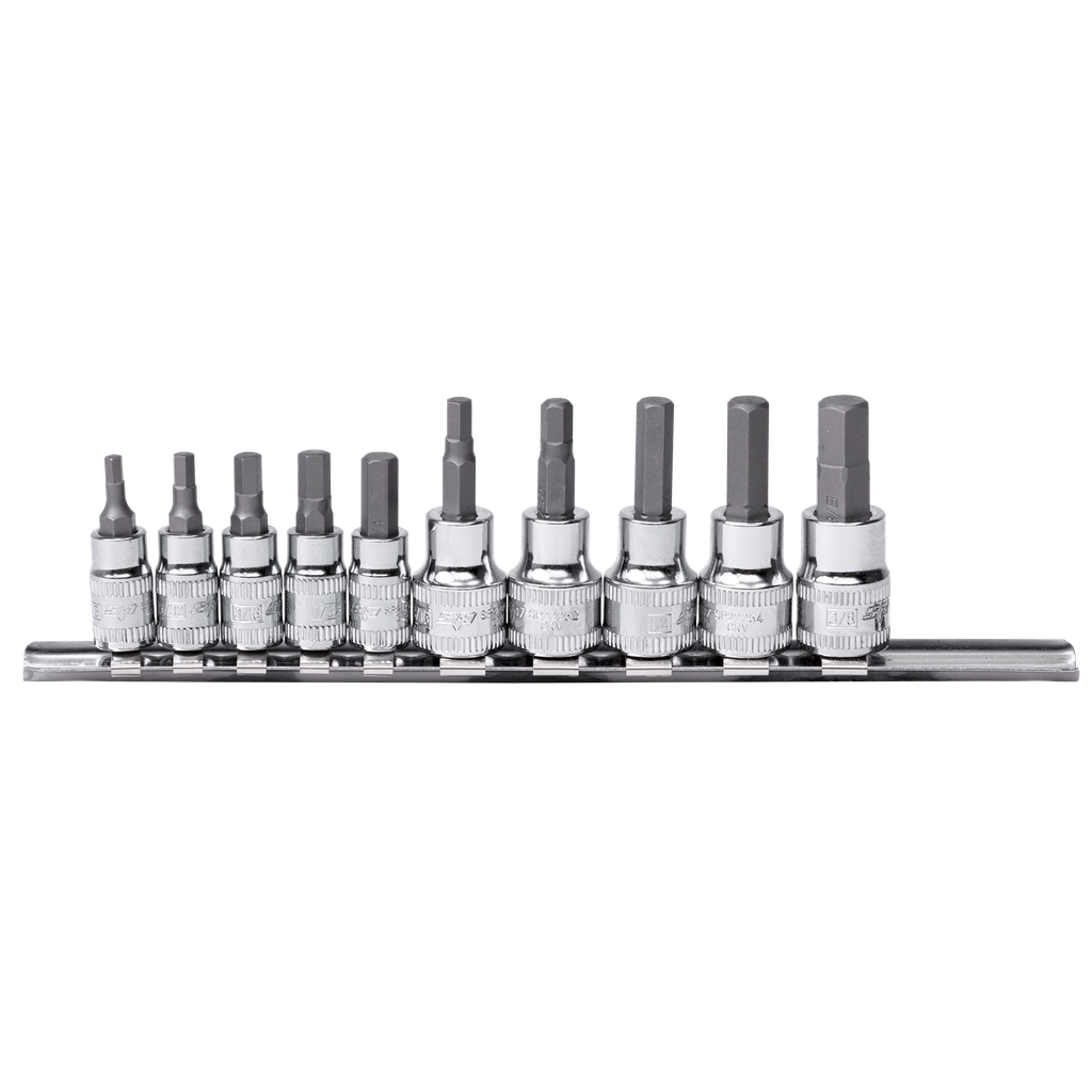 SOCKET RAIL 1/4" & 3/8"DR 10PC INHEX SAE