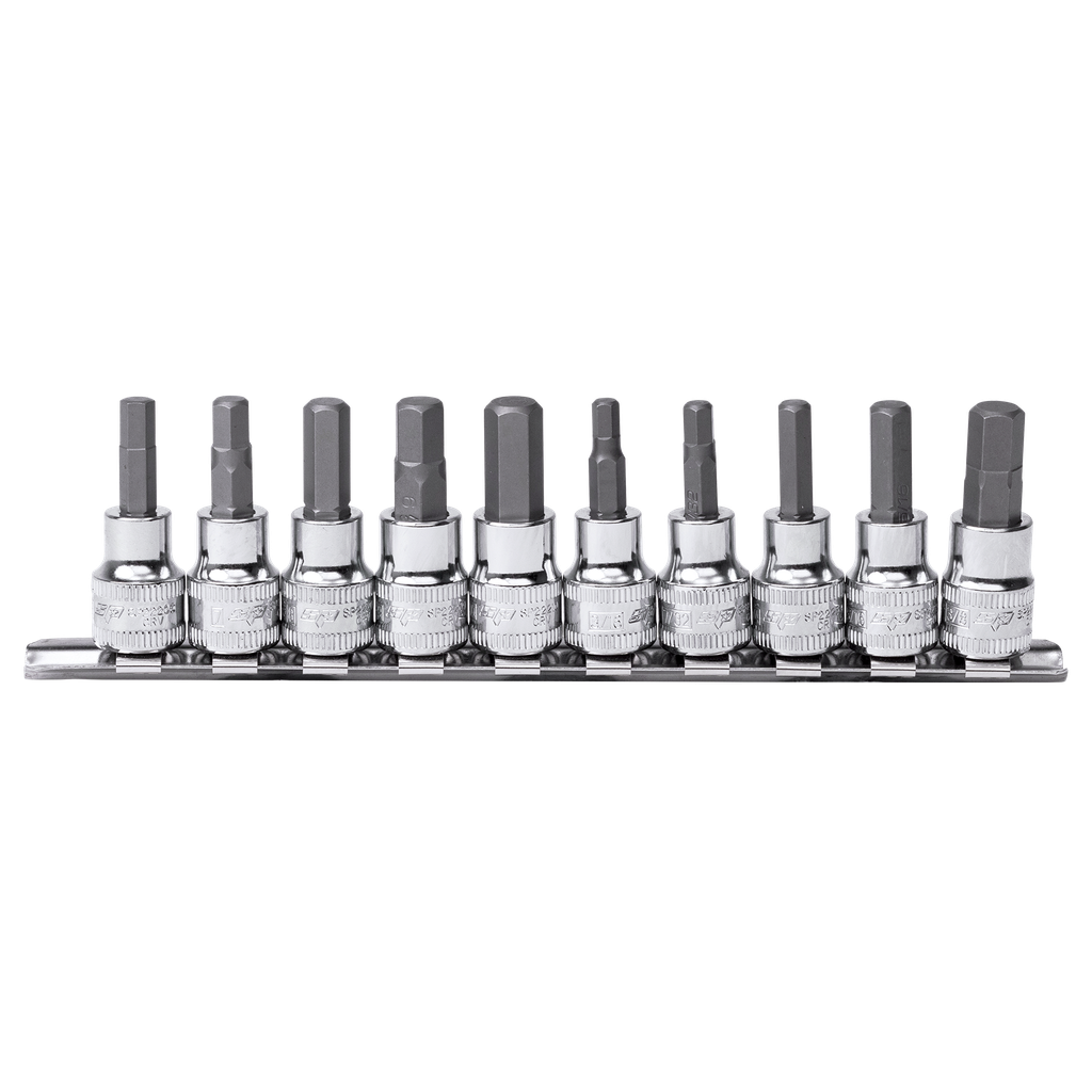 SOCKET RAIL 3/8DR INHEX METRIC/SAE 10PC