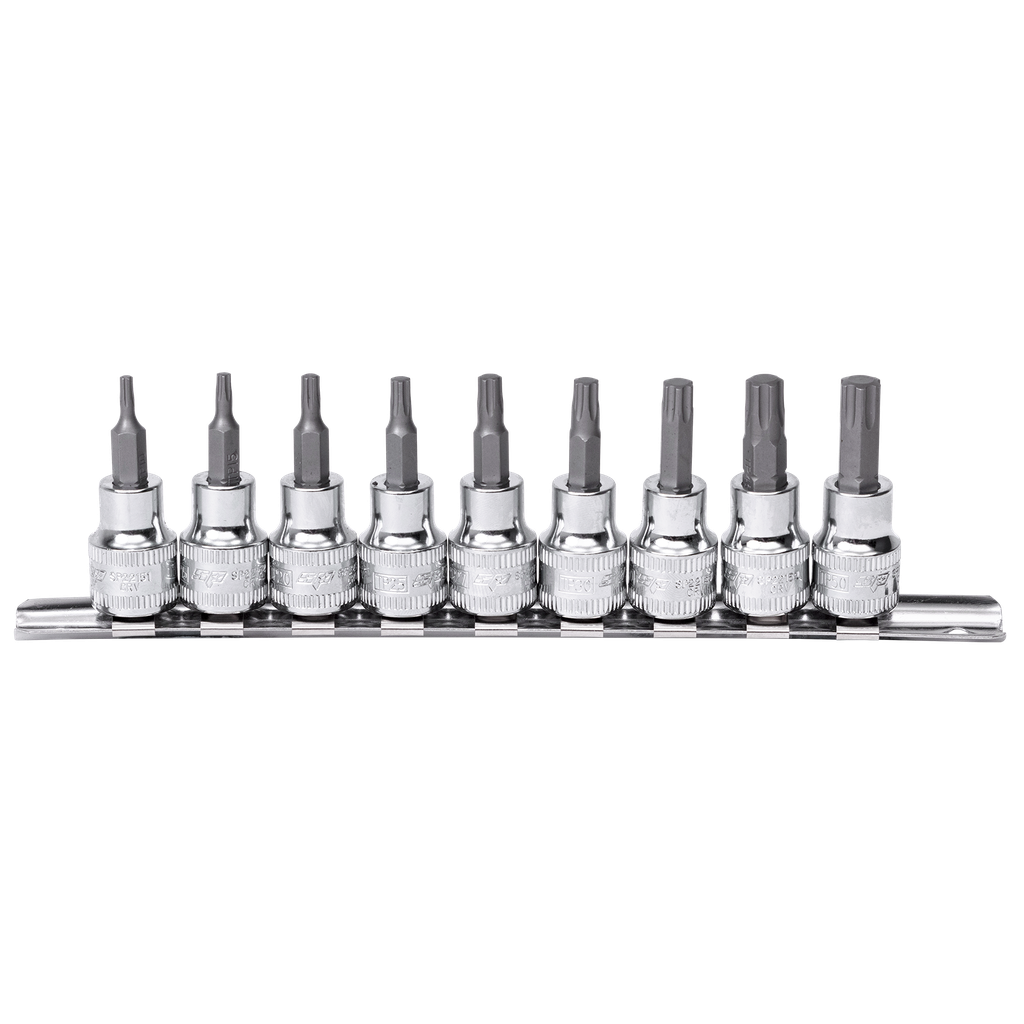 SOCKET RAIL 1/4DR INHEX METRIC/SAE 9PC