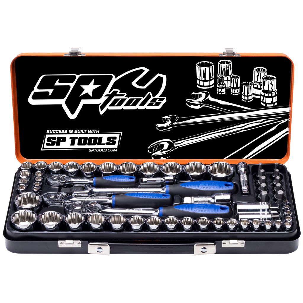[SP20280] SOCKET SET - 1/4",3/8",1/2" DR 12PT 59PC METRIC/SAE