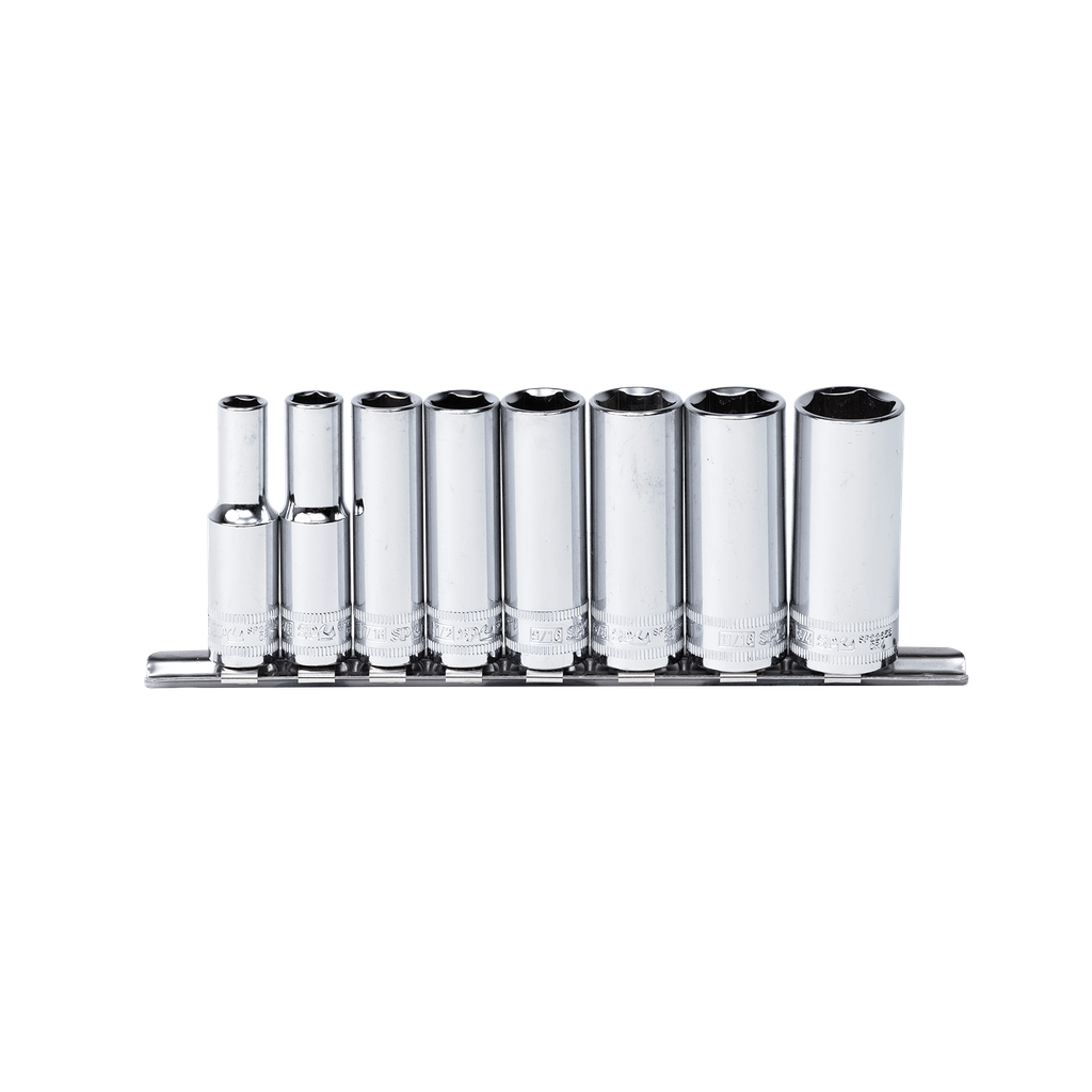 SOCKET RAIL - 3/8DR DEEP 6PT 8PC SAE