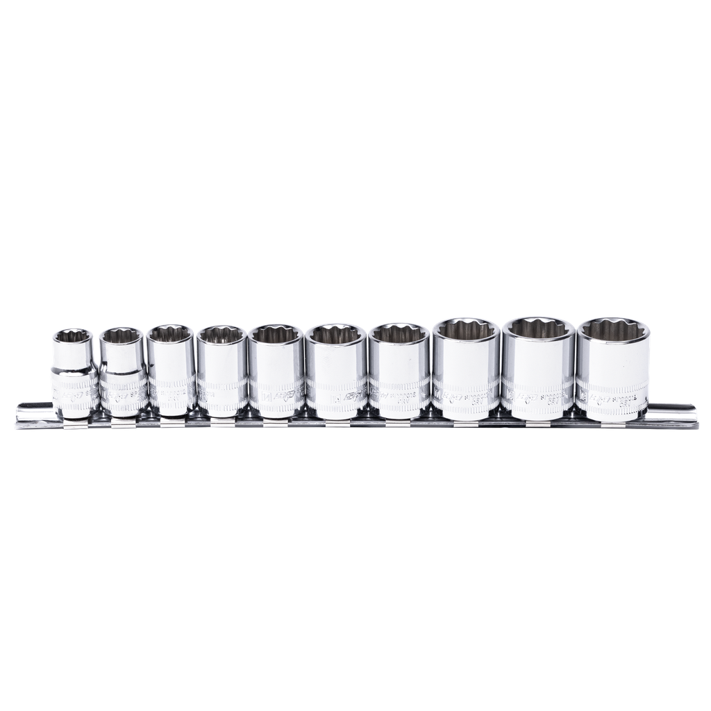 SOCKET RAIL - 3/8DR 12PT 10PC METRIC
