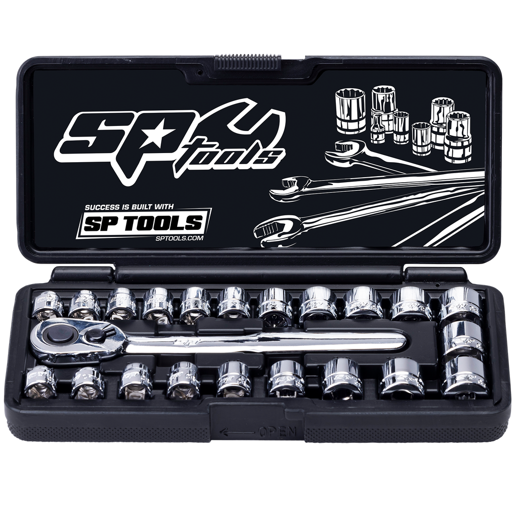 SOCKET SET - 3/8DR 12PT LOW PROFILE 22PC METRIC/SAE
