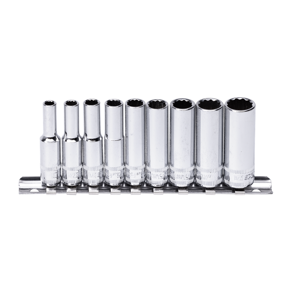 SOCKET RAIL - 1/4DR 12PT 9PC SAE DEEP