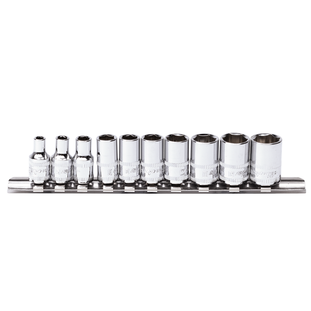 SOCKET RAIL - 1/4DR 6PT 10PC METRIC