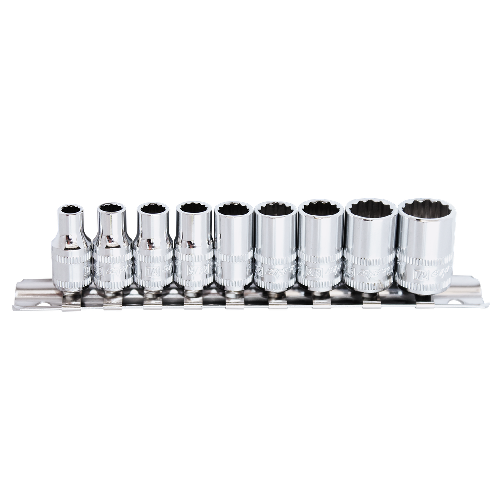 SOCKET RAIL - 1/4DR 12PT 9PC SAE
