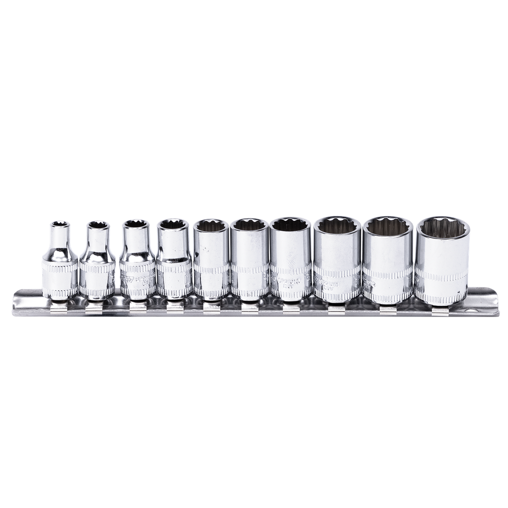 SOCKET RAIL - 1/4DR 12PT 10PC METRIC