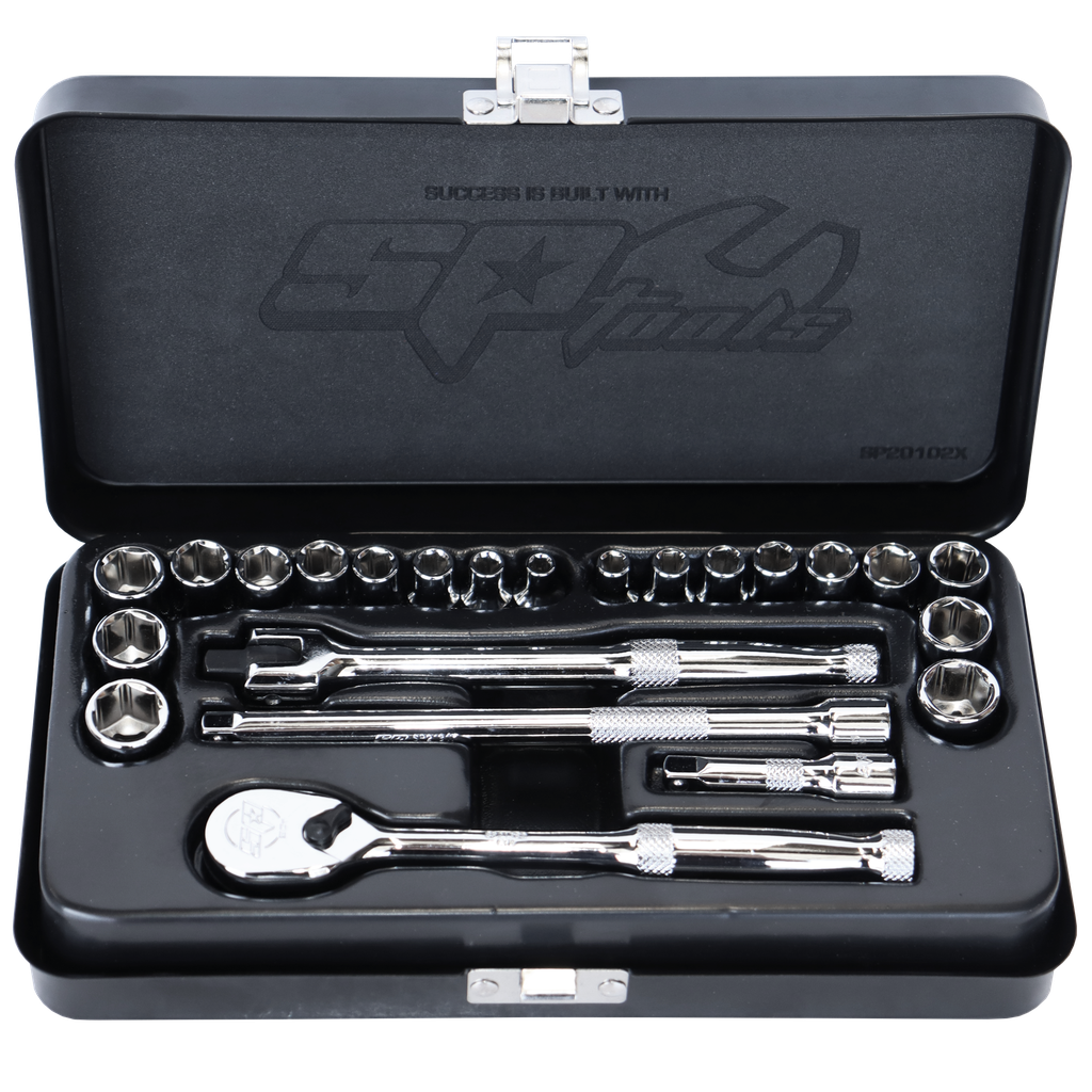 SOCKET SET - 1/4DR 6PT 23PC METRIC/SAE SEALED HEAD RATCHET