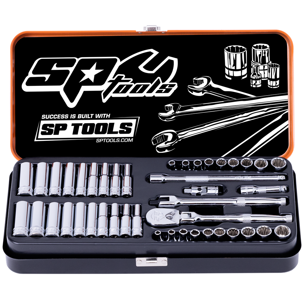 SOCKET SET - 1/4"DR 12PT & 6PT 43PC METRIC/SAE