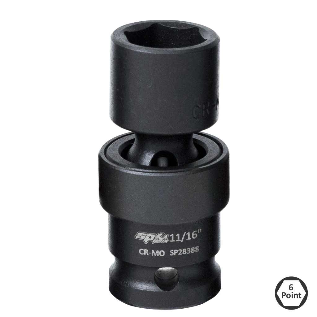 SOCKET IMPACT SWIVEL 1/2DR 6PT 3/8"
