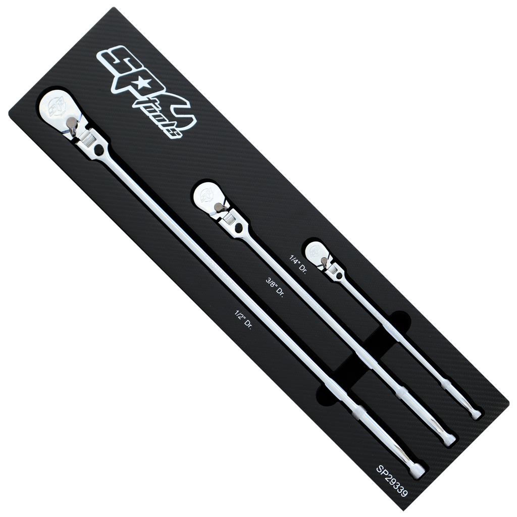 [SP29339] SOCKET ACCESSORIES - 1/4", 3/8", 1/2"DR RATCHET LONG SEALED FLEX HEAD 3PC SET