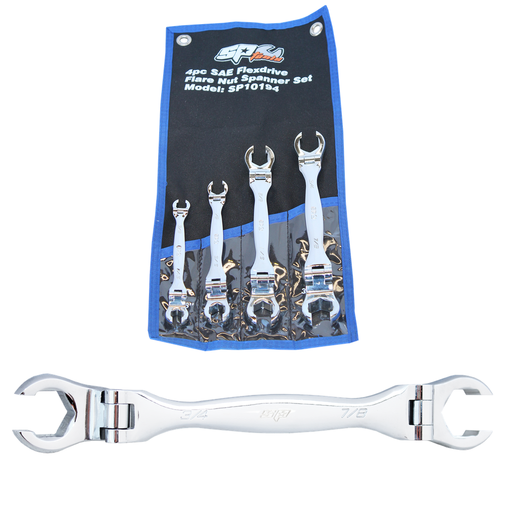 [SP10194] SPANNER SET - DOUBLE FLARE NUT FLEX HEAD 4PC SAE