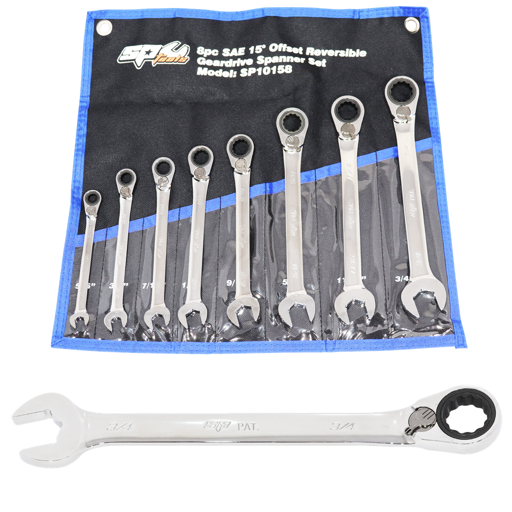 SPANNER SET - ROE GEARDRIVE/QUAD DRIVE REVERSIBLE SAE 8PC