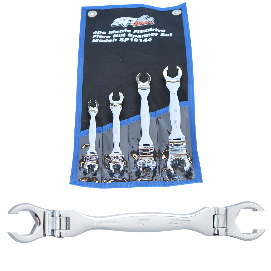 SPANNER SET - DOUBLE FLARE NUT FLEX HEAD 4PC METRIC