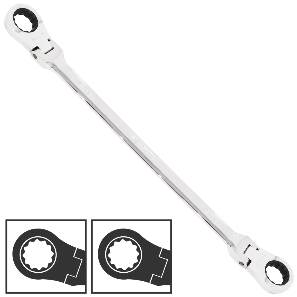 SPANNER EX LONG FLEX DOUBLE RING STAND OUT GEARDRIVE 16X17MM