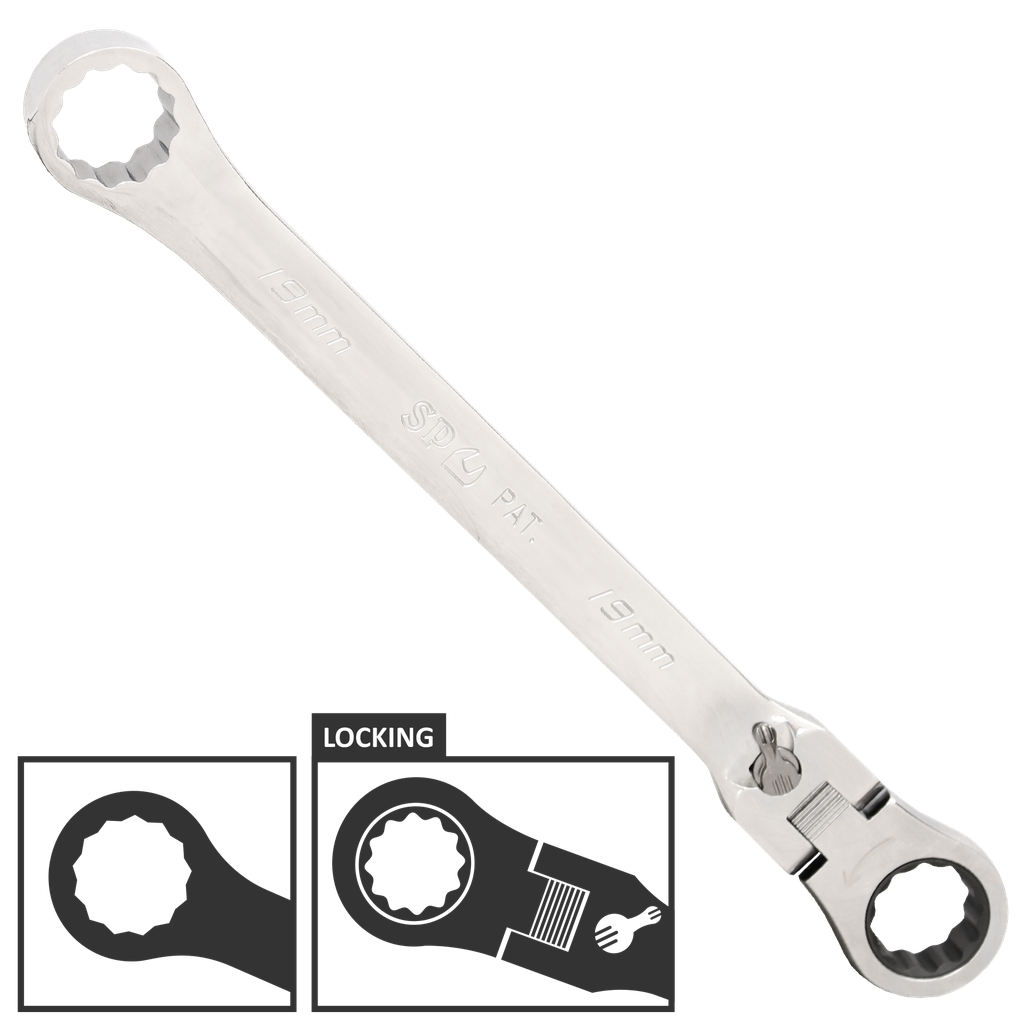 [SP14033] SPANNER DOUBLE RING GEARDRIVE FLEX HEAD METRIC 13MM