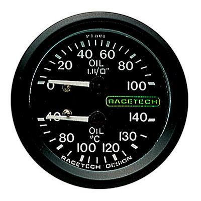 Racetech Oil Pressure - Oil Temperature Dual Gauge