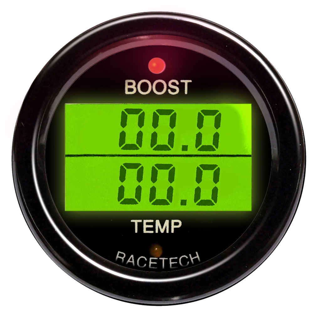 [246429-3460087] Racetech Turbo Boost - Temperature Dual Gauge (Black)