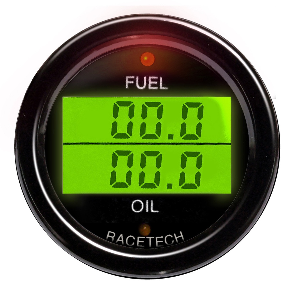 [246434-3460081] Racetech Fuel Pressure - Oil Temperature Dual Gauge (Black)