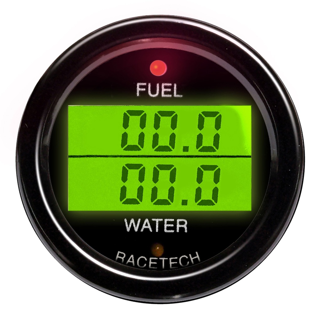 [246425-3429581] Racetech Fuel Pressure - Water Temperature Dual Gauge (Black)