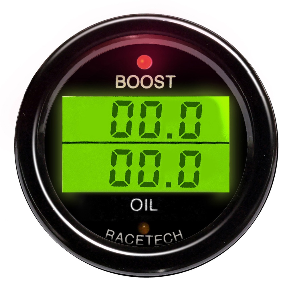 [246437-3430039] Racetech Turbo Boost - Oil Pressure Dual Gauge (Black)