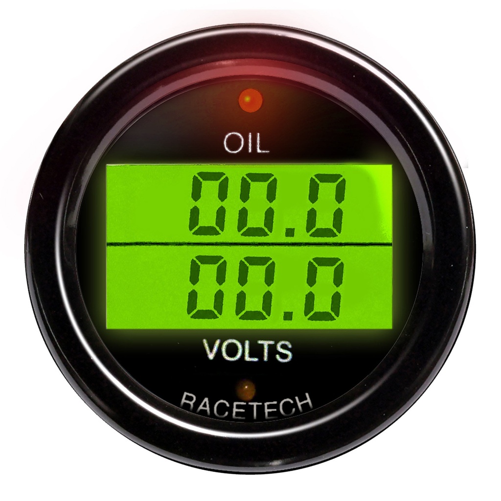 [246431-3429741] Racetech Oil Pressure - Volts Dual Gauge (Black)
