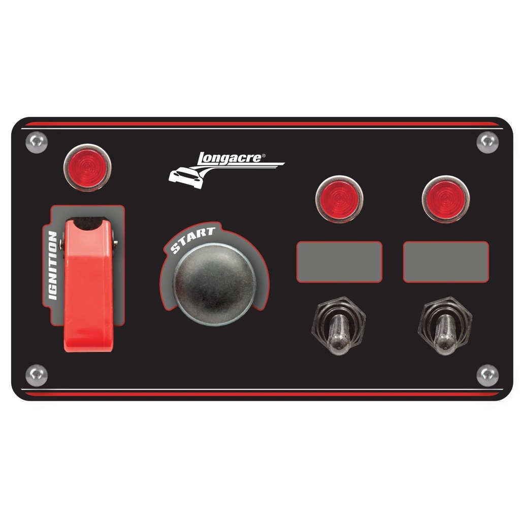 [LON44867] Longacre Black Ignition Switch Panel With Flip Up Cover & 2 Accessory Switches